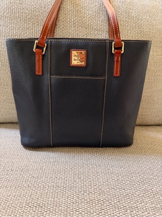 Dooney & Bourke Handbags - Dooney & Bourke Navy Pebble Leather Tote Red Lining